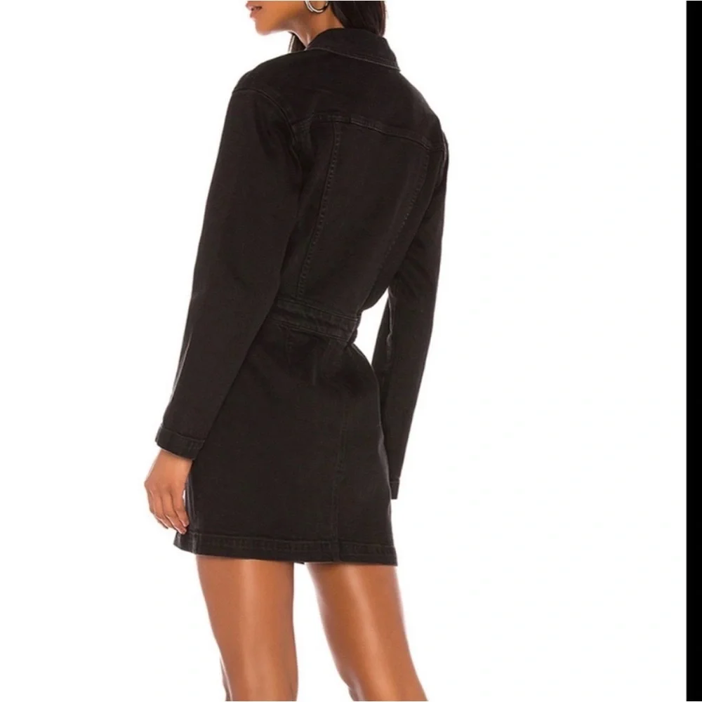 GRLFRND Black Denim Margo Kickstart Zip and Snap long sleeve Dress Size S - Picture 3 of 11